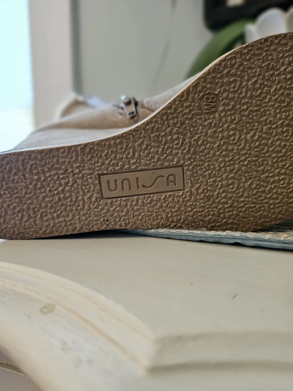 Unisa Taupe Shearling-Trim Wedge Bootie